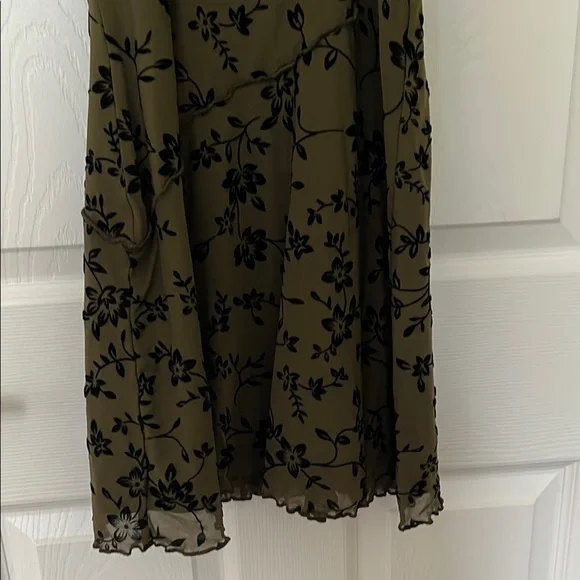 Shein Olive Green Dress with Black Floral - Picture 3 of 4